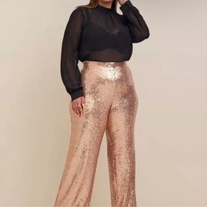 Torrid Rose Gold Sequin Wide-Leg Pants